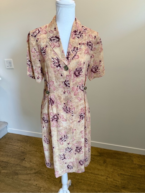 Vintage Dresses & Skirts - David Dart Vintage Button Front Floral Dress 90s Grunge Tailored size Medium